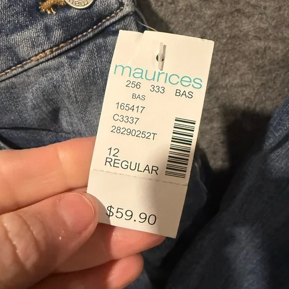 Maurices Denim Bib Flare Overalls Womens 12 (inseam 32) blue stretch western NWT - Picture 7 of 15